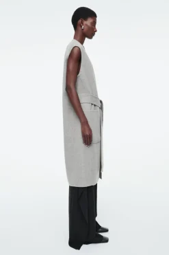COS LONGLINE DOUBLE-FACED WOOL VEST-Women Coats & Jackets