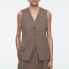 COS LONGLINE TAILORED TWILL VEST-Women Vests & Tailoring | Tops