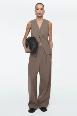 COS LONGLINE TAILORED TWILL VEST-Women Vests & Tailoring | Tops