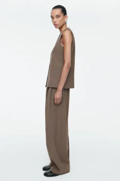 COS LONGLINE TAILORED TWILL VEST-Women Vests & Tailoring | Tops