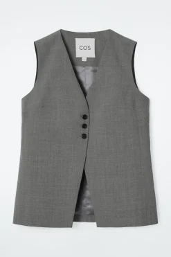 COS LONGLINE TAILORED TWILL VEST-Women Vests & Tailoring | Tops