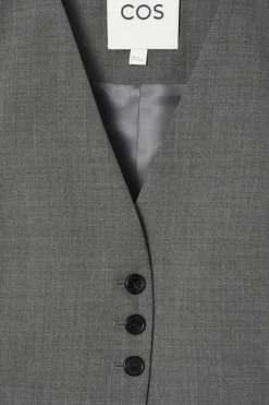 COS LONGLINE TAILORED TWILL VEST-Women Vests & Tailoring | Tops