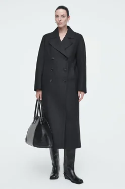 COS LONGLINE WOOL PEA COAT-Women Coats & Jackets