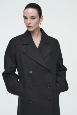 COS LONGLINE WOOL PEA COAT-Women Coats & Jackets
