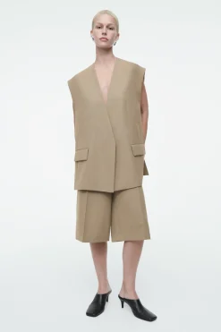 COS LONGLINE WOOL-BLEND TWILL SHORTS-Women Vests & Tailoring | Pants