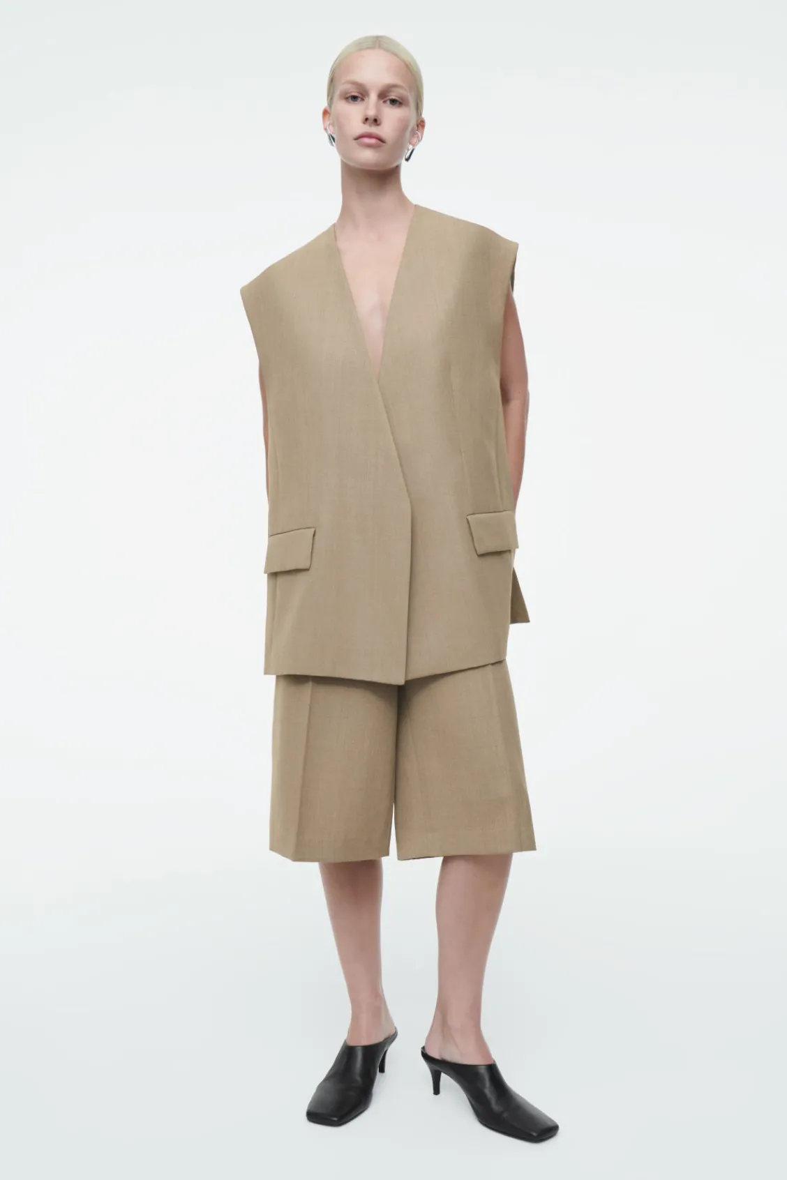 COS LONGLINE WOOL-BLEND TWILL SHORTS-Women Vests & Tailoring | Pants