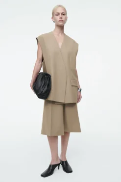 COS LONGLINE WOOL-BLEND TWILL VEST-Women Vests & Tailoring | Tops