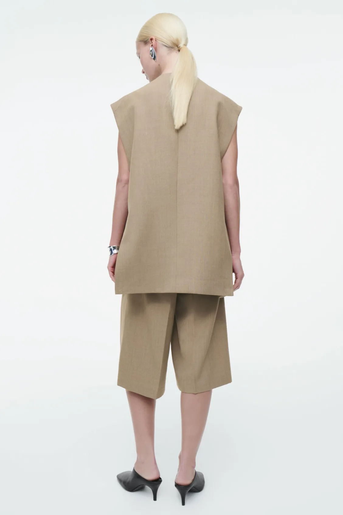 COS LONGLINE WOOL-BLEND TWILL VEST-Women Vests & Tailoring | Tops