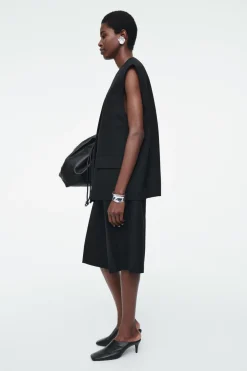 COS LONGLINE WOOL-BLEND TWILL VEST-Women Tops | Vests & Tailoring