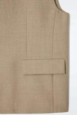 COS LONGLINE WOOL-BLEND TWILL VEST-Women Vests & Tailoring | Tops