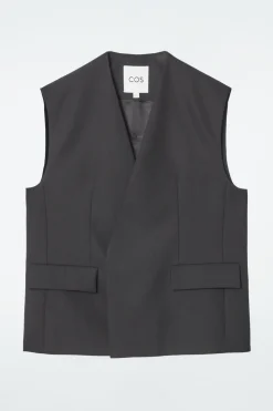 COS LONGLINE WOOL-BLEND TWILL VEST-Women Tops | Vests & Tailoring