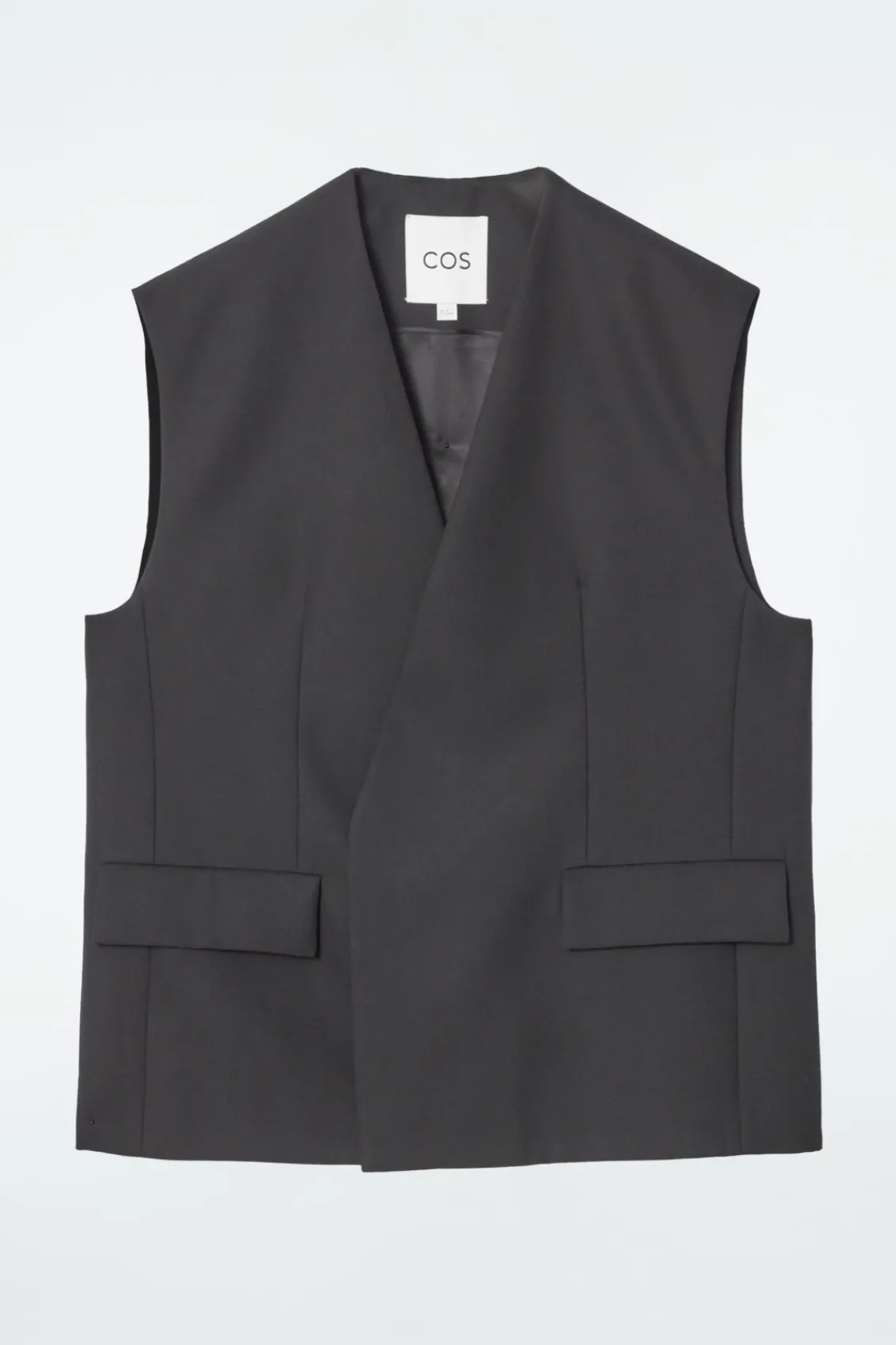 COS LONGLINE WOOL-BLEND TWILL VEST-Women Tops | Vests & Tailoring