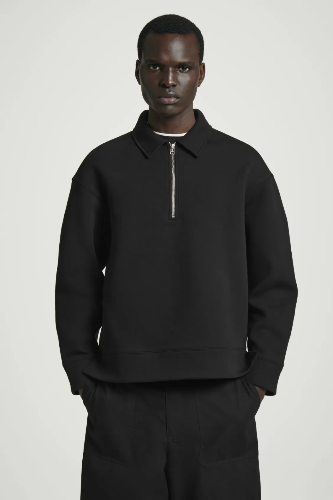 COS LONG-SLEEVED HALF-ZIP POLO SHIRT- Polo Shirts