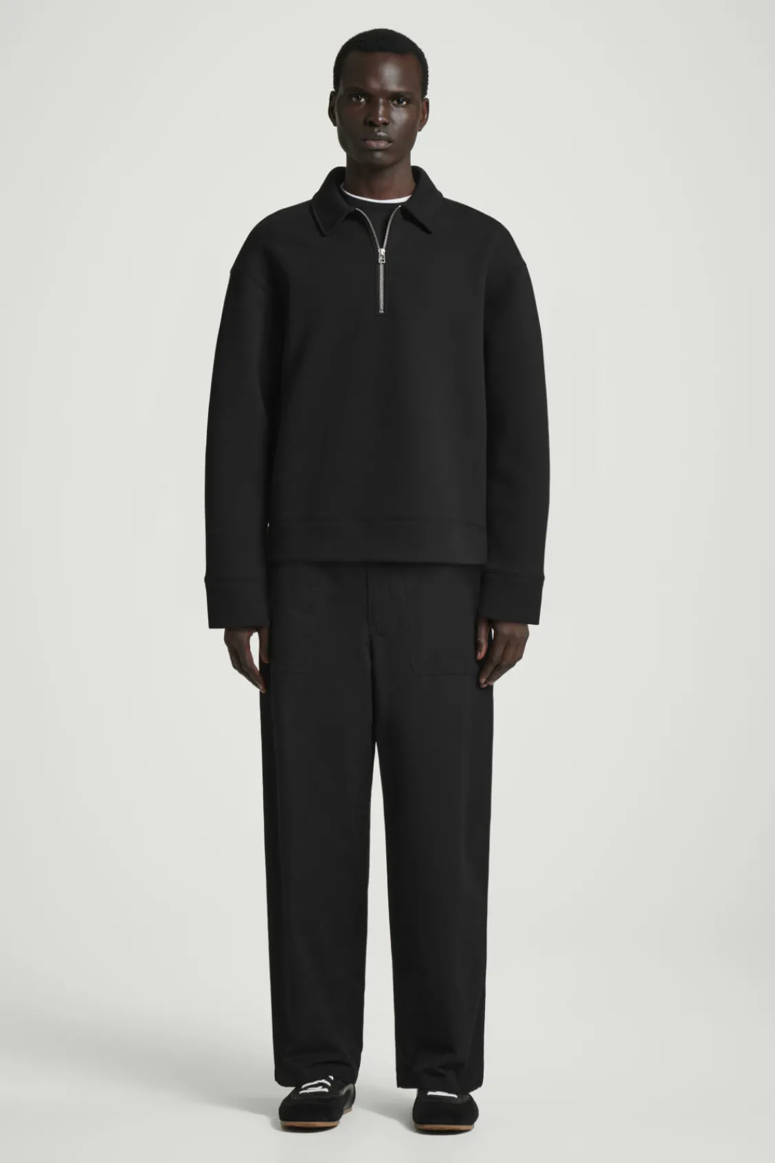 COS LONG-SLEEVED HALF-ZIP POLO SHIRT- Polo Shirts