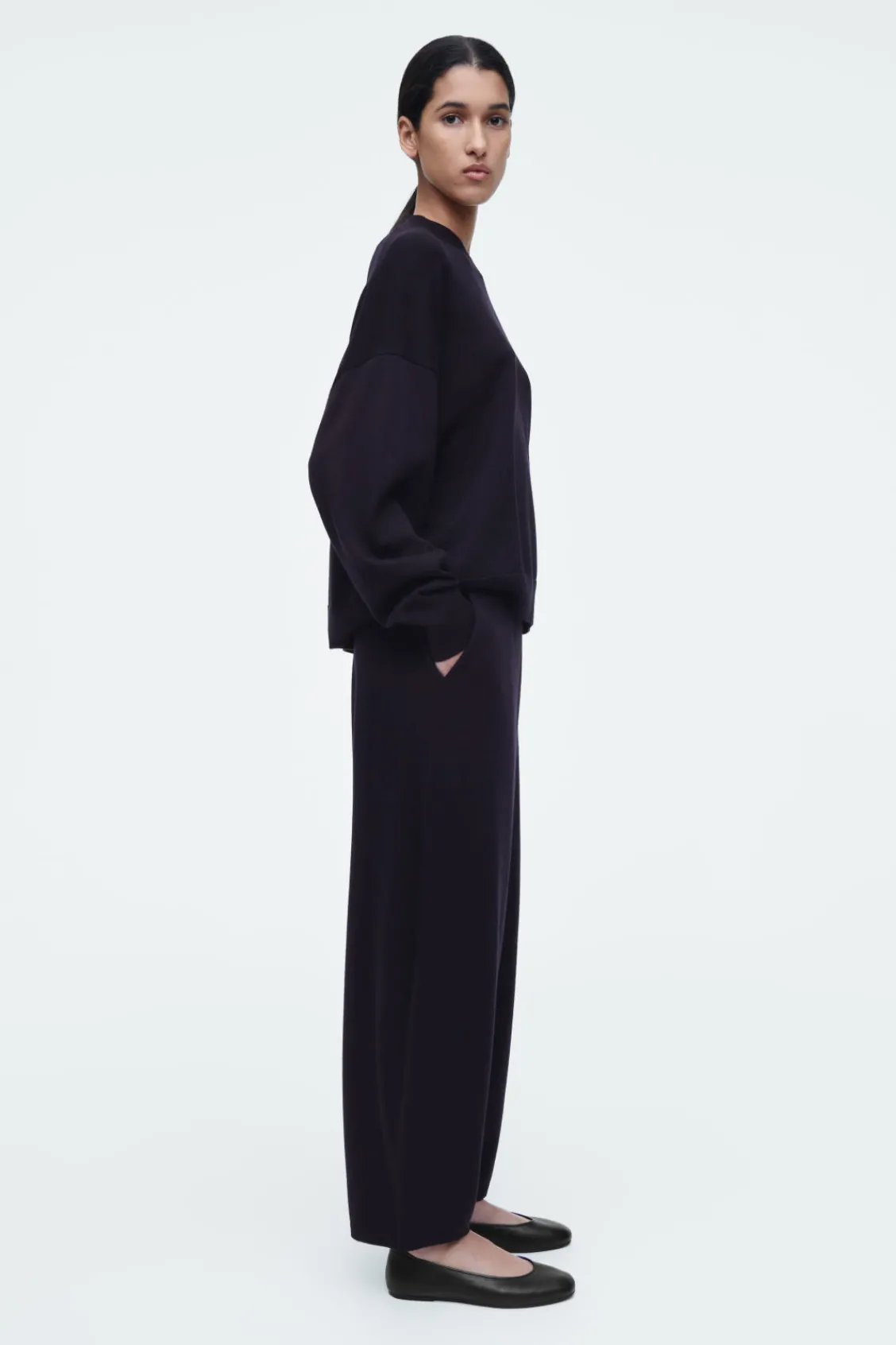COS MERINO WOOL BARREL-LEG TROUSERS-Women Pants | Sweaters & Cardigans