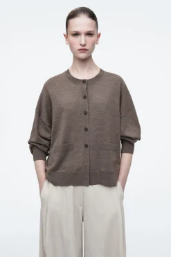COS MERINO WOOL CREW-NECK CARDIGAN-Women Sweaters & Cardigans