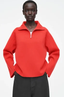 COS MERINO WOOL HALF-ZIP JUMPER-Women Sweaters & Cardigans
