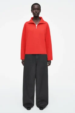 COS MERINO WOOL HALF-ZIP JUMPER-Women Sweaters & Cardigans
