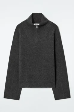 COS MERINO WOOL HALF-ZIP JUMPER-Women Tops | Sweaters & Cardigans