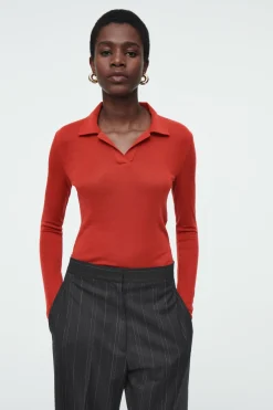 COS MERINO WOOL POLO SHIRT-Women Shirts & Blouses | Tops