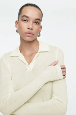 COS MERINO WOOL POLO SHIRT-Women Shirts & Blouses | Tops