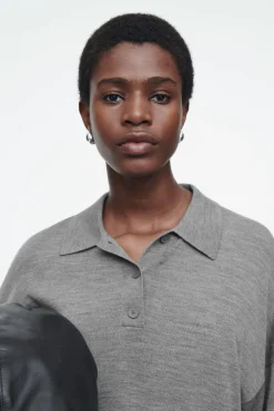 COS MERINO WOOL POLO SHIRT-Women Shirts & Blouses | Tops