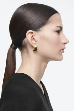 COS MINI CHUNKY SQUARED HOOP EARRINGS-Women Jewelry