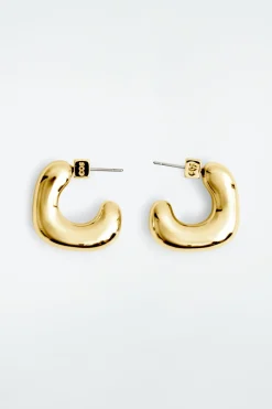 COS MINI CHUNKY SQUARED HOOP EARRINGS-Women Jewelry