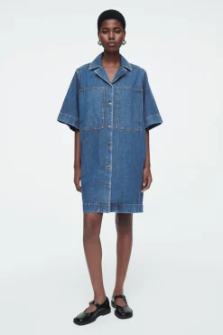 COS MINI DENIM SHIRT DRESS-Women Dresses & Jumpsuits