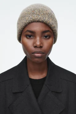 COS MÉLANGE WOOL-BLEND BEANIE-Women Hats & Scarves
