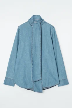 COS NECK-TIE DENIM BLOUSE-Women Shirts & Blouses | Tops