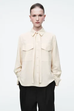 COS NECK-TIE SHIRT-Women Shirts & Blouses | Tops