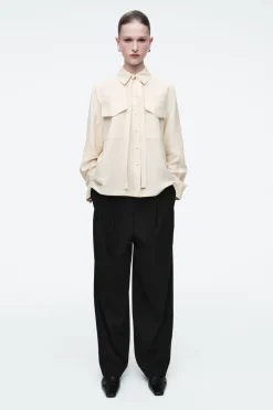 COS NECK-TIE SHIRT-Women Shirts & Blouses | Tops