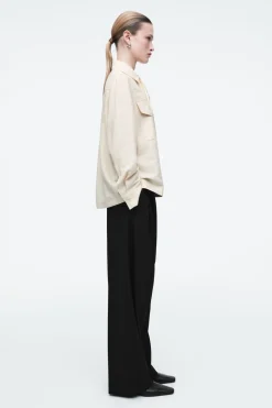 COS NECK-TIE SHIRT-Women Shirts & Blouses | Tops
