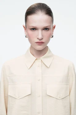 COS NECK-TIE SHIRT-Women Shirts & Blouses | Tops