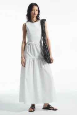 COS OPEN-BACK TIERED MIDI DRESS-Women Dresses & Jumpsuits