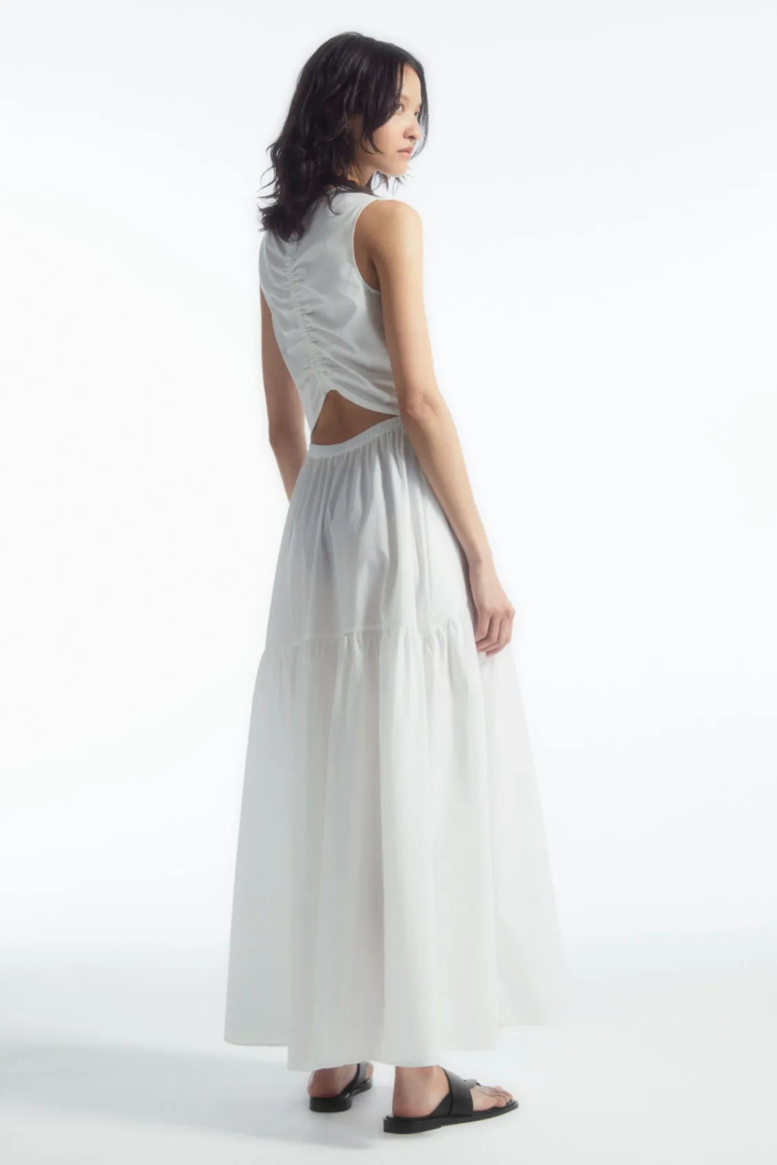 COS OPEN-BACK TIERED MIDI DRESS-Women Dresses & Jumpsuits
