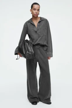 COS OPEN-COLLAR DENIM SHIRT-Women Shirts & Blouses | Tops