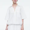 COS OPEN-COLLAR DRAWSTRING BLOUSE-Women Shirts & Blouses | Tops