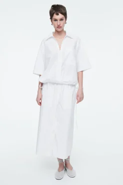 COS OPEN-COLLAR DRAWSTRING BLOUSE-Women Shirts & Blouses | Tops