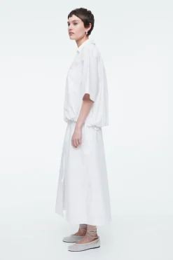COS OPEN-COLLAR DRAWSTRING BLOUSE-Women Shirts & Blouses | Tops