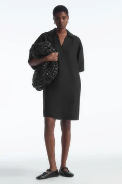 COS OPEN-COLLAR LINEN SHIRT DRESS-Women Dresses & Jumpsuits