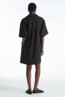 COS OPEN-COLLAR LINEN SHIRT DRESS-Women Dresses & Jumpsuits