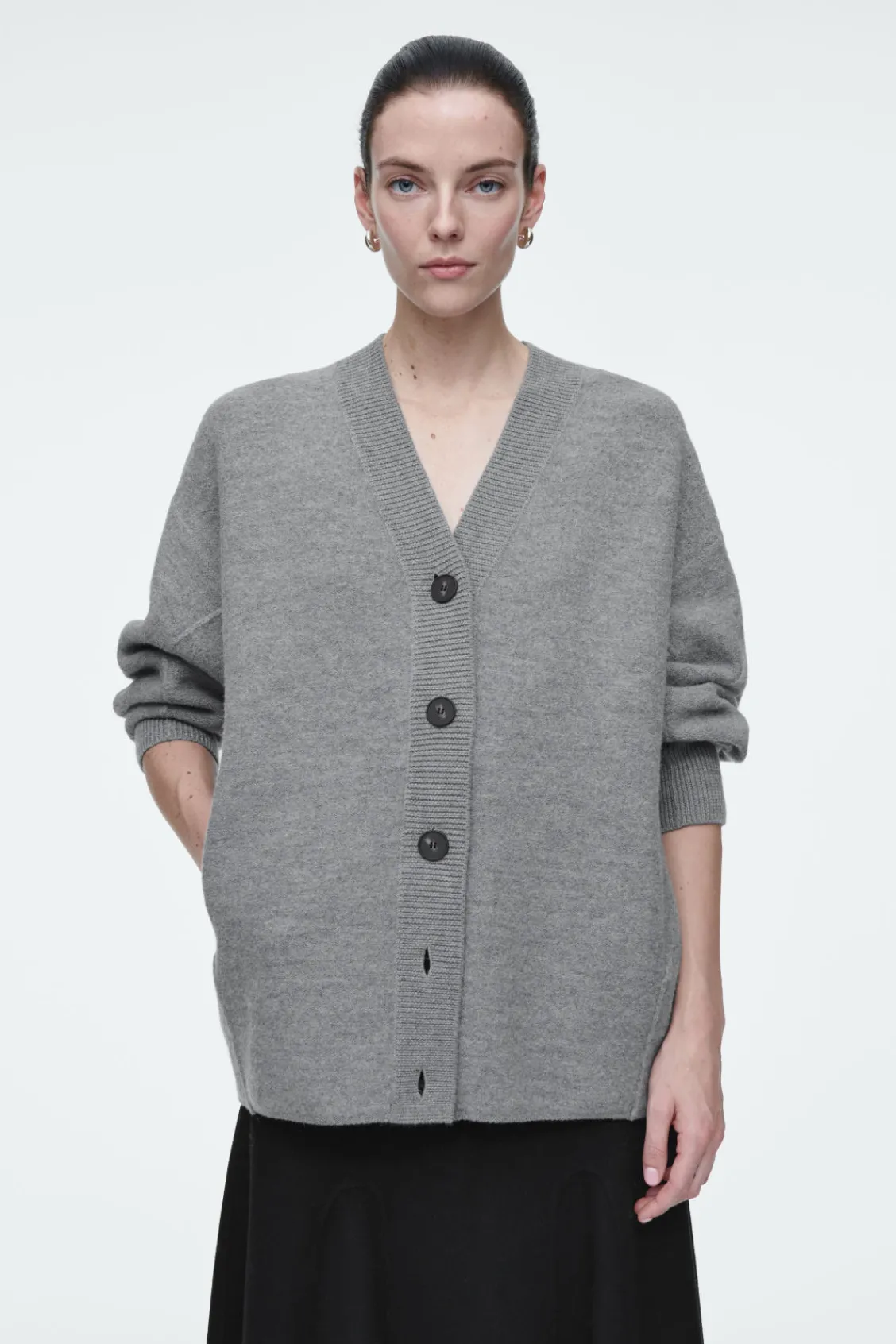 COS OVERSIZED BOILED MERINO WOOL CARDIGAN-Women Sweaters & Cardigans
