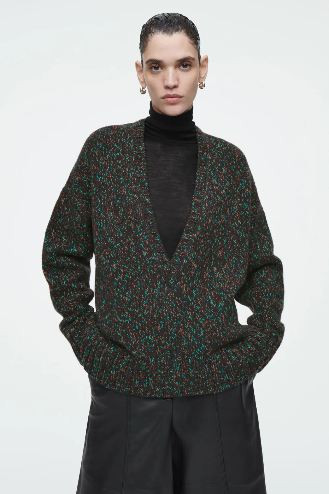 COS OVERSIZED CHUNKY FLECKED WOOL SWEATER-Women Sweaters & Cardigans