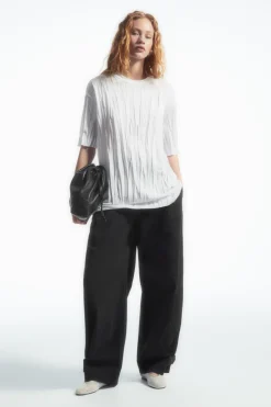 COS OVERSIZED CRINKLED JERSEY T-SHIRT-Women T-Shirts | Tops