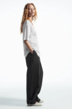 COS OVERSIZED CRINKLED JERSEY T-SHIRT-Women T-Shirts | Tops