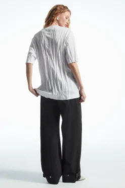 COS OVERSIZED CRINKLED JERSEY T-SHIRT-Women T-Shirts | Tops