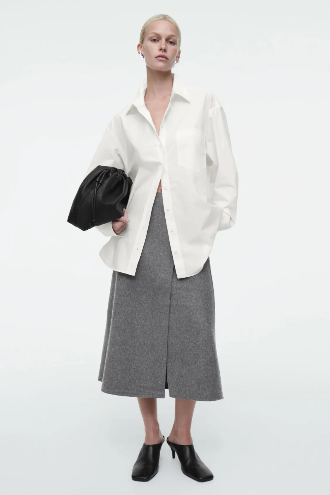 COS OVERSIZED CURVED-HEM SHIRT-Women Shirts & Blouses | Tops