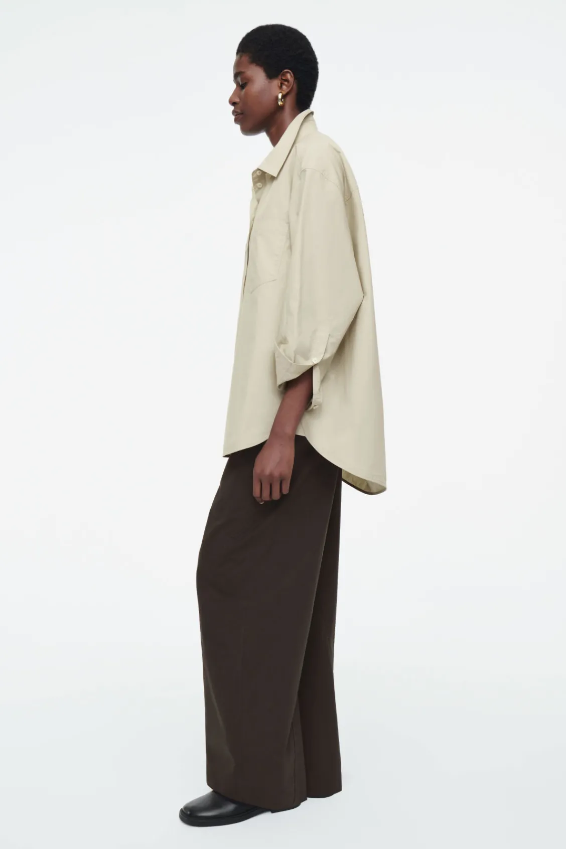 COS OVERSIZED CURVED-HEM SHIRT-Women Shirts & Blouses | Tops